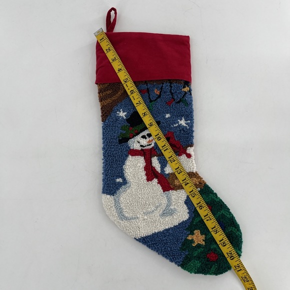 Christmas Stocking Hook Loop Snowman Cardinal Christmas Tree Lights Velvet, 21" - Picture 6 of 7